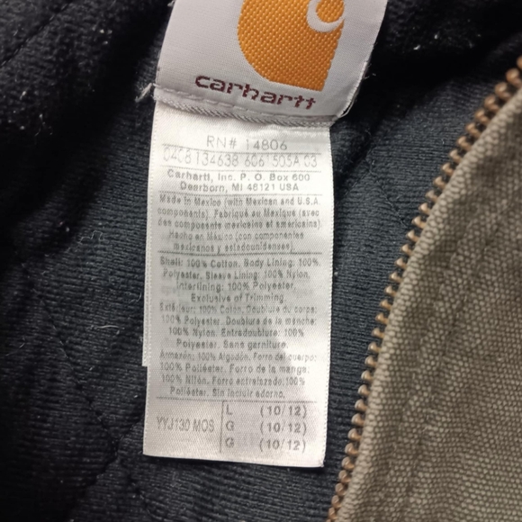 Y2k Youth Carhartt Moss Green Hooded Jacket YYJ130 MOS - Picture 3 of 3